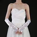 Satin Fingertips Elbow Length Bridal Gloves With Beading (More Colors)