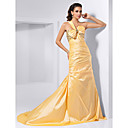 Trumpet/Mermaid One Shoulder Court Train Taffeta Evening Dress