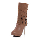 Beautiful Leatherette Stiletto Heel Mid-Calf Boots With Rhinestone Party/Evening Shoes (More Colors)