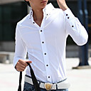 el hombre informal de verano sólida camisa blanca de manga larga