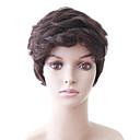 Capless Kurze hochwertige Mixed Haare braun Frauen lockiges Haar Perücke