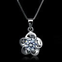 Fine Jewelry Elegant The plum blossom Zircon Sterling Silver Necklace