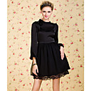 ts vintage voorkant plooien polka dot chiffon jurk