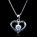 Fine Jewelry Simply Heart Zircon Sterling Silver Necklace