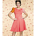 TS VINTAGE Contrast Color Ruffle Dress