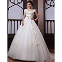Ball Gown  Scoop Court Train Lace Satin Wedding Dress