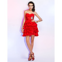 abito da cocktail in raso A-Line Sweetheart breve / mini chiffon e tratto