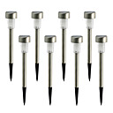 Pack of 8  Colorful Solar Powered LED Rechargeable Stainless Steel Garden Lawn Light