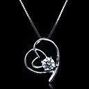 Fine Jewelry Lovely Cross Heart Zircon Sterling Silver Necklace