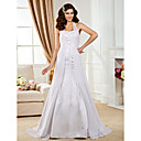 Trumpet/Mermaid Halter Floor-length Satin And Chiffon Wedding Dress