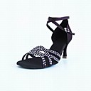 cinta mulheres personalizadas do arco camurça latin / sapatos de dança de salão com strass (cores mais)