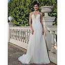 A-line Halter Court Train Chiffon Wedding Dress