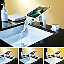 LED Color (tres colores) Cambiar Contemporáneo Cascada sola manija cromada baño grifo del fregadero