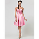 A-line Sweetheart Knee-length Satin Bridesmaid Dress With Criss Cross