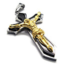 mannen trendy gouden kruis hanger (gratis ketting) (6,4 * 3,4 * 0.8cm)