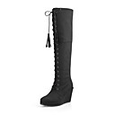 splendidi in pelle con zeppa tacco alto stivali al ginocchio con lacci party / sera scarpe