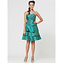 A-line Knee-length Taffeta Bridesmaid Dress With Tiers