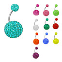forsølvede rustfrit stål rhinestones navle / øre piercing (Assorted farve)