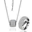18K Gold Jewelry Set With Rhinestone Including Ring,Necklace