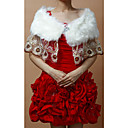 Delicate Faux Fur Party/Wedding Shawl With Tulle Trim