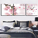 12 "-24" Estilo Moderno reloj de pared floral en lienzo 3pcs