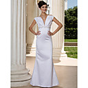 Trumpet/Mermaid V-neck Floor-length Sleeveless Satin Wedding Dress