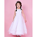 A-line Jewel Neck Floor-length Organza And Satin Flower Girl Dress