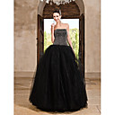 Ball Gown Strapless Floor-length Tulle Satin Evening Dress