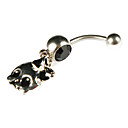Elegant Alloy Skull Design Black Crystal Belly Ring