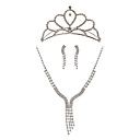 strass brilhante conjunto de jóias de casamento, incluindo colares, brincos e tiara