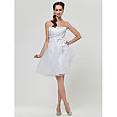 A-line Sweetheart Knee-length Satin And Organza Bridesmaid Dress