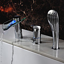 Chrome Finish Einhand-Wasserfall Glas Waschbecken Wasserhahn mit Handbrause