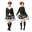 Long Sleeve Knielanger Weiß und Schwarz Cotton Casual Lolita Outfit