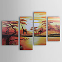 Hand-painted Landscape Oil Painting with Stretched Frame - Set of 4