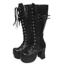 Handmade Preto PU 10 centímetros de couro salto alto Punk Lolita Botas