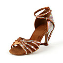Damen Satin / Strass Obere Ankle Strap Salsa / Latin Dance Schuhe mit Perle
