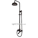 Oil-rubbed Bronze Wall Mount Waterfall Rain + Handheld Shower Faucet