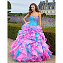 Ball Gown Sweetheart Floor-length Organza Prom/Evening Dress With Beaded Embroidery And Cascading Ruffles