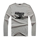 Men's Round Collar Cotton Long Shorts T-shirt (Gray)