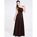 A-line One Shoulder Sleeveless Ankle-length Satin Bridesmaid Dress