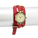 Women's PU Quartz Movement Glass Round Shape Dress Watch