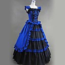 Sleeveless Floor-length Blue Cotton Victorian Gothic Lolita Dress