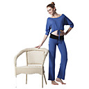 l'environnement de protection en coton à manches longues costume culture supérieure yoga sportif (plaques bleues + sangles noires + pantalon bleu)