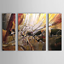Hand-painted Abstract Oil Painting with Stretched Frame - Set of 3