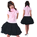 Short Sleeve Knee-length Pink and Black Cotton Sweet Lolita Outfit