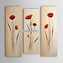 Hand-painted Abstract Oil Painting with Stretched Frame - Set of 4