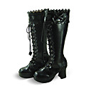 Fatto a mano in pelle PU nera tacco alto 7,5 centimetri Sweet Lolita Stivali