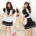 Cute Girl Negro Poliéster Maid traje de encaje (1 pieza)