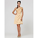 A-line One Shoulder Knee-length Satin Bridesmaid Dress