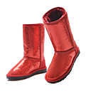 Damen Echtes Leder Gummi Anti-Rutsch-Waterproof Warming Mid-Calf Flach Snow Boots (verschiedene Farben)